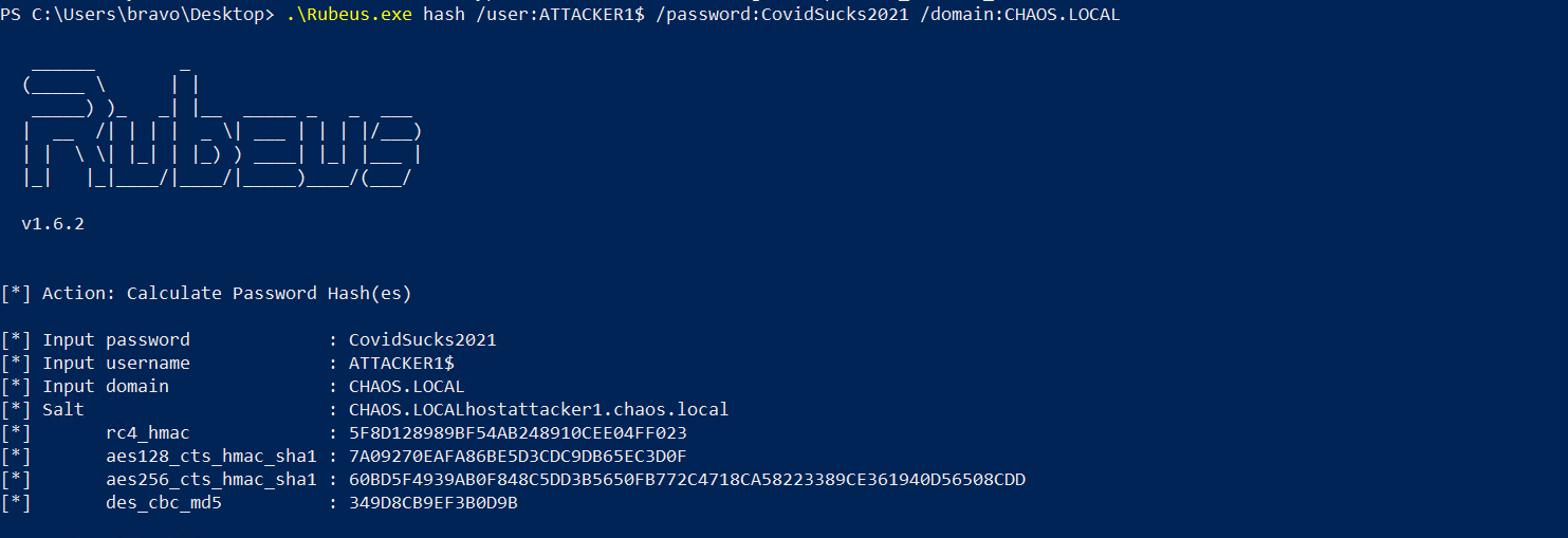 Calculate the Kerberos encryption keys using the username/password